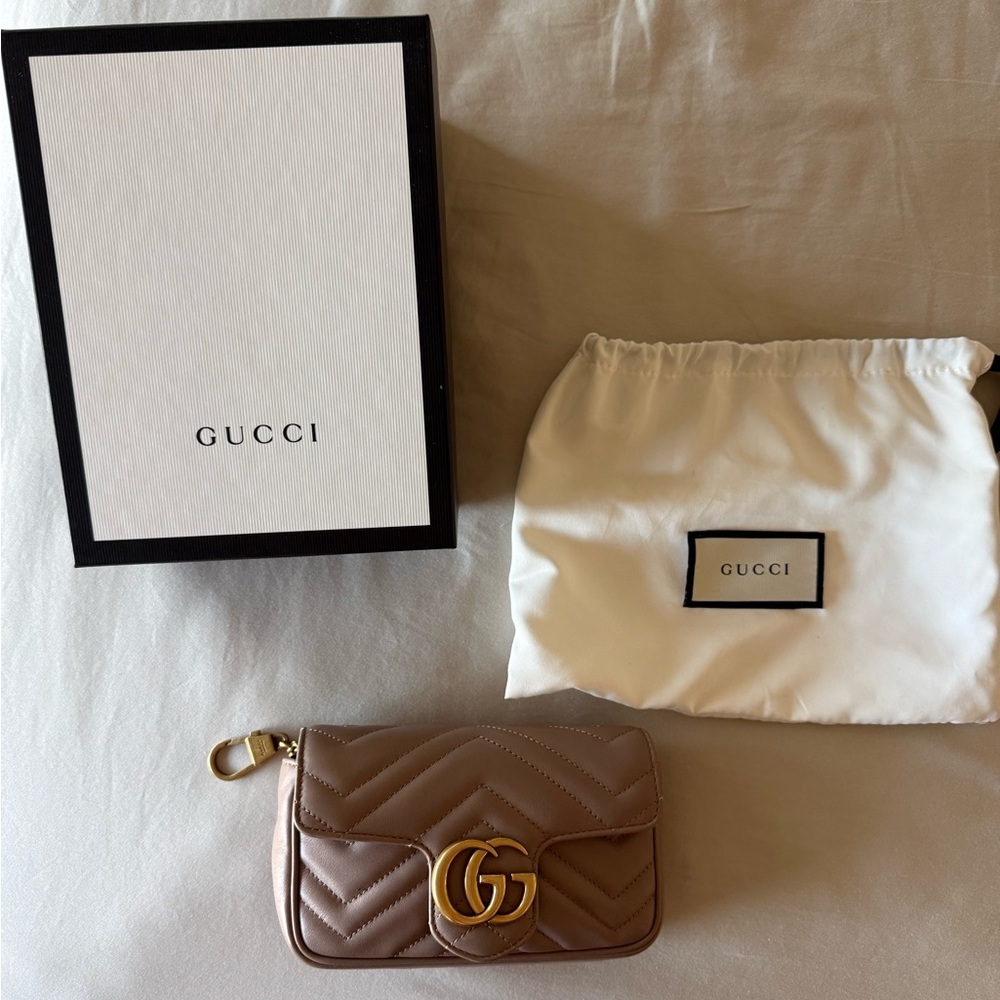 Gucci Marmont Super Mini Crossbody Bag - Nude/Rose - with dust bag + OG box